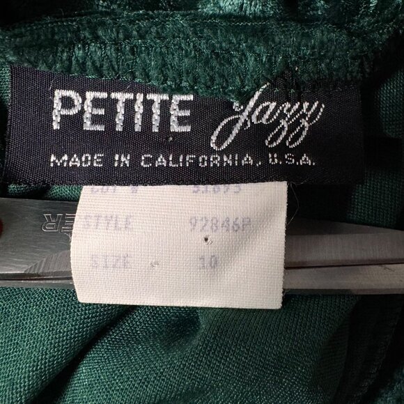 Vintage 90s Crushed Velvet Midi Dress Sz.10 Green Event Whimsigoth Holiday Boho - Picture 4 of 11